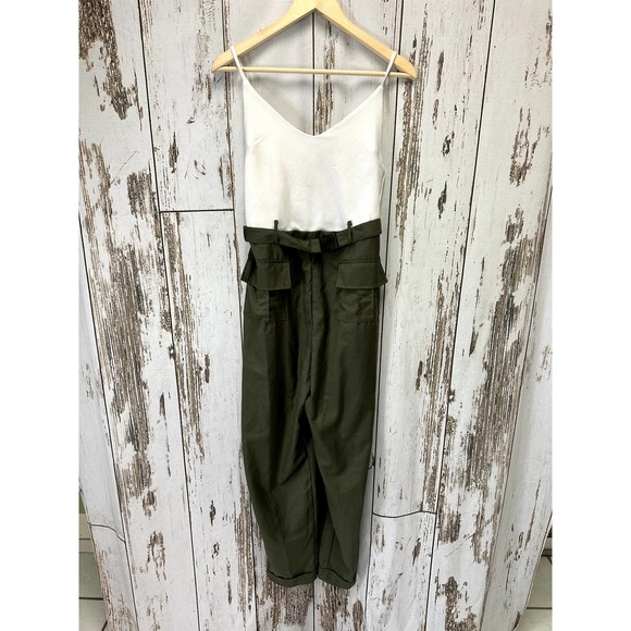 J for Justify Pants - J For Justify Olive Green And White Spaghetti Strap Jumpsuit